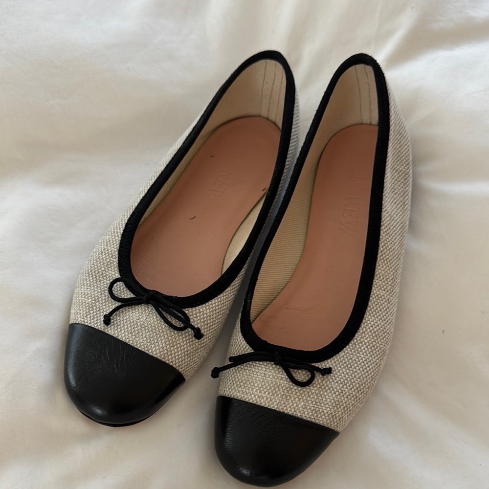 J. Crew Black & Cream Cap-Toe Ballet Flats
